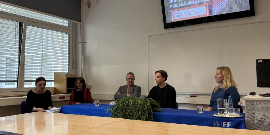Na okrogli mizi so sodelovali Matevž Remškar, Andraž Keršič in Lucija Čakš Orač, diskusijo pa sta usmerjali Renata Novak Klemenčič in Barbara Lampič (foto: arhiv Oddelka za geografijo)